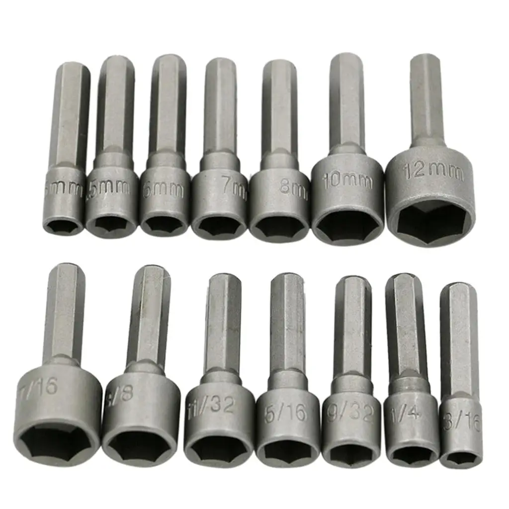 

Power Nut Driver Hexagon Socket Screwdrivers Set Extension 1/4" Shank DIY Household Auto Tools Parts