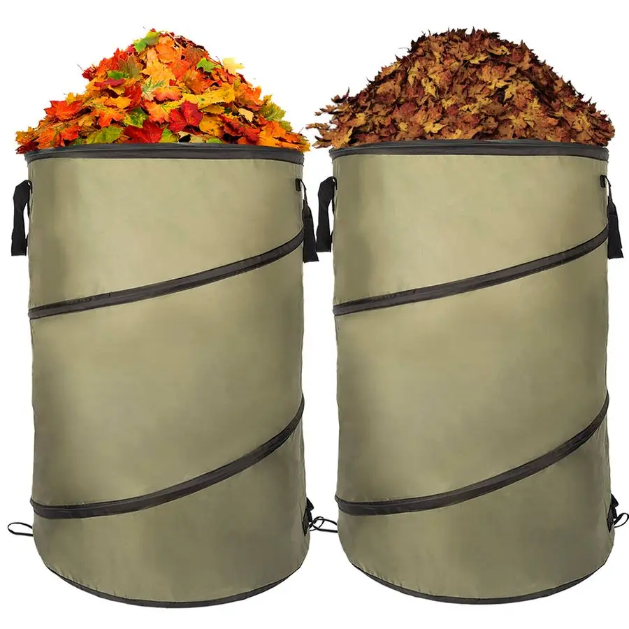 

Lawn and Leaf Bag PopUp Trash Can Recycle Bin Leaf Waste Bag Outdoor Leaf Bin, 30 Gallon Collapsible Garden Bag for Lawn Yard Ga