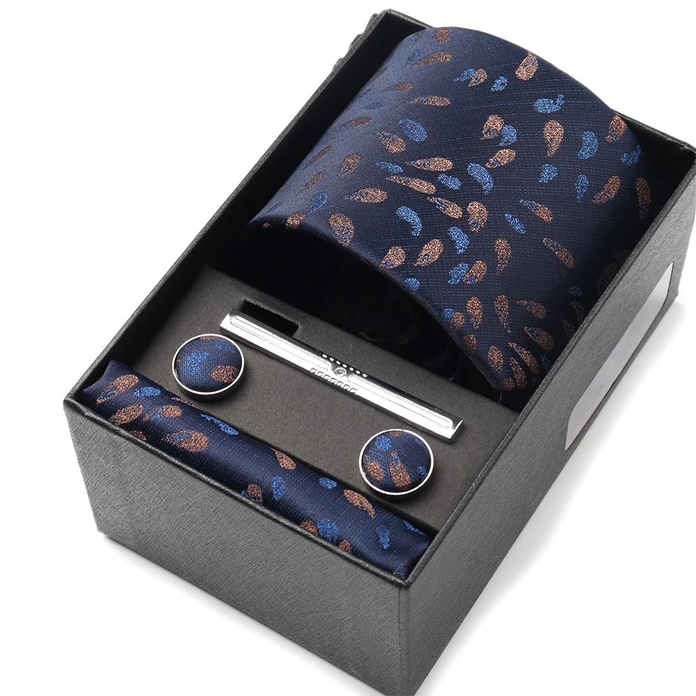 Pocket Square Cufflinks Set Tie Set Box for Men, Gift Box