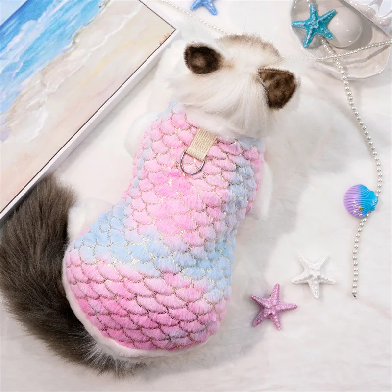 Pet Clothes for Medium Small Puppy Dogs Cats Luxury Party Dresses Autumn Winter Warm Clothing Greyhound Mermaid  Sweate Chihuah