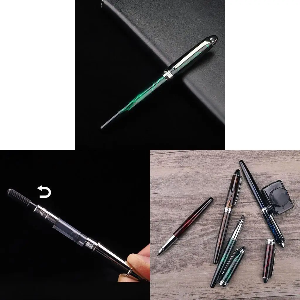 

M5TB Luxury Colorful Lines Fountain Pen Business Student 0.38mm Fine Nib Calligraphy