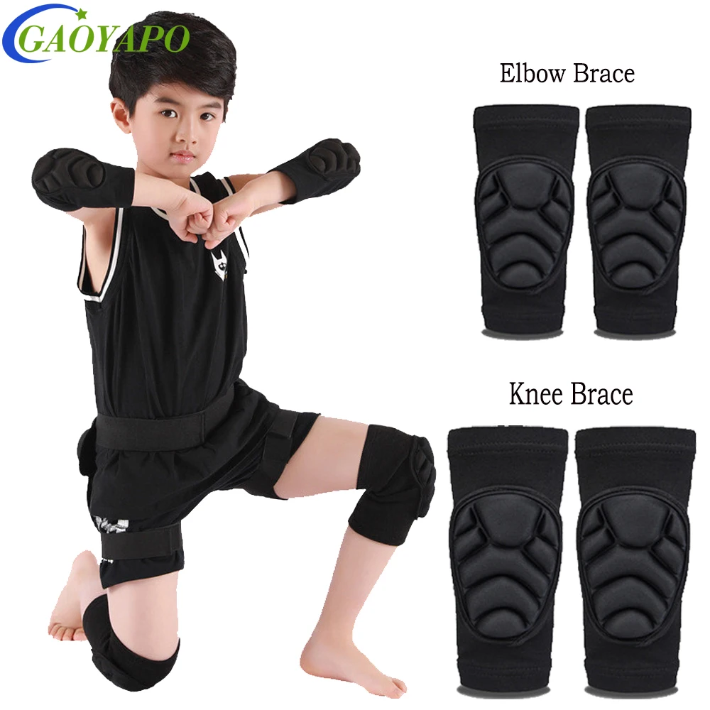 1Pair Thick Sponge Knee Pads Elbow Sleeves Guards Collision Avoidance Sports Protective Kneepad Soccer Football for Kids Youth