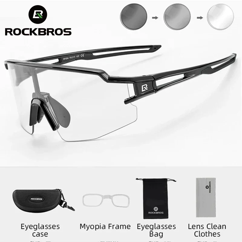 ROCKBROS UV400 Cycling Glasses Photochromic Sun Protection Sports Eyewear Bicycle Glasses MTB Road Myopia frame Bike Sunglasses