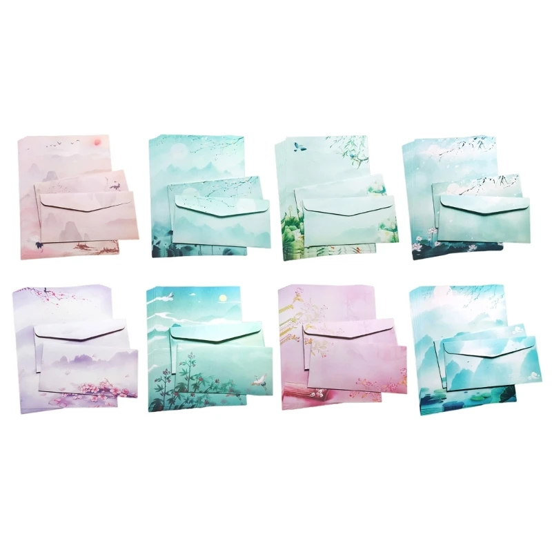 Briefpapier en enveloppen Set Kleur Beide zijden Schrijven Briefpapier Cadeau