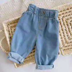 Infant Baby Pants 0-4 Year Old Baby Soft Jeans Spring Boys and Girls Korean Edition Solid Color Casual High Waist Large PP Pants