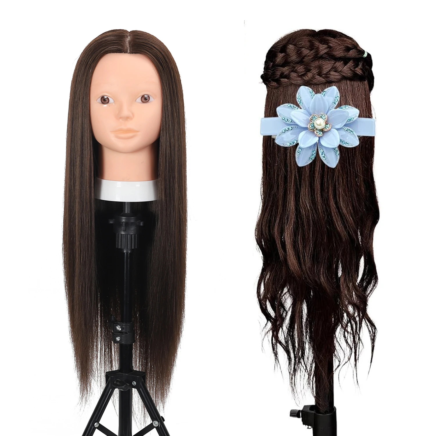 

Mannequin Head 80% Real Human Hair Styling Hair Mannequin Head Human Hair to Practice Hair and Makeup Hairdresser Head With Gift