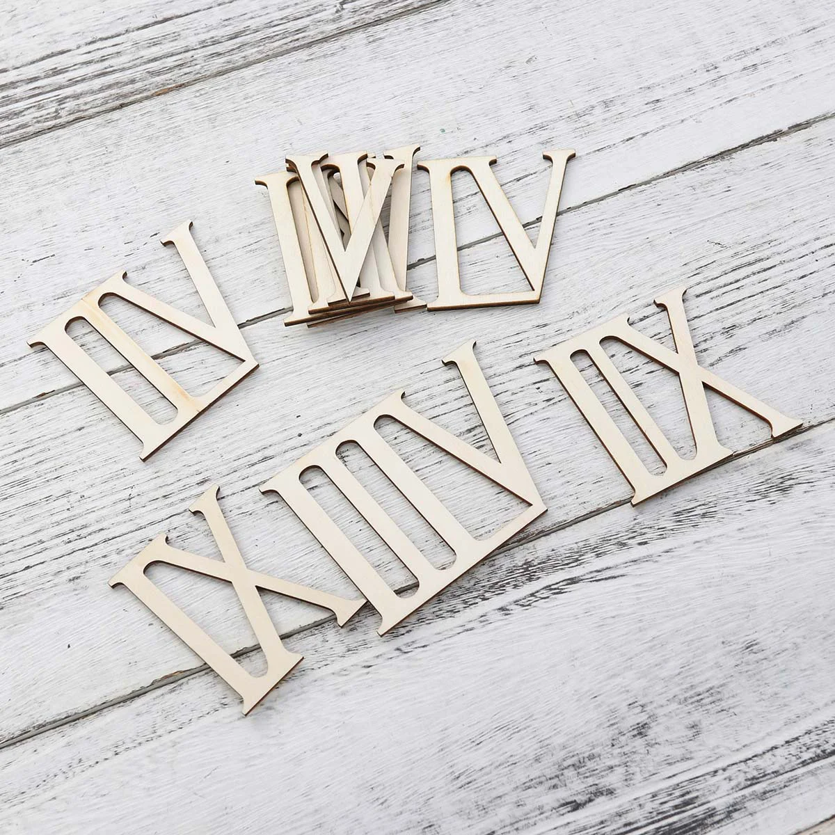 

12 Pcs Wood Slices Wooden Roman Numerals Unfinished DIY Plaque Crafts Blank Ornaments