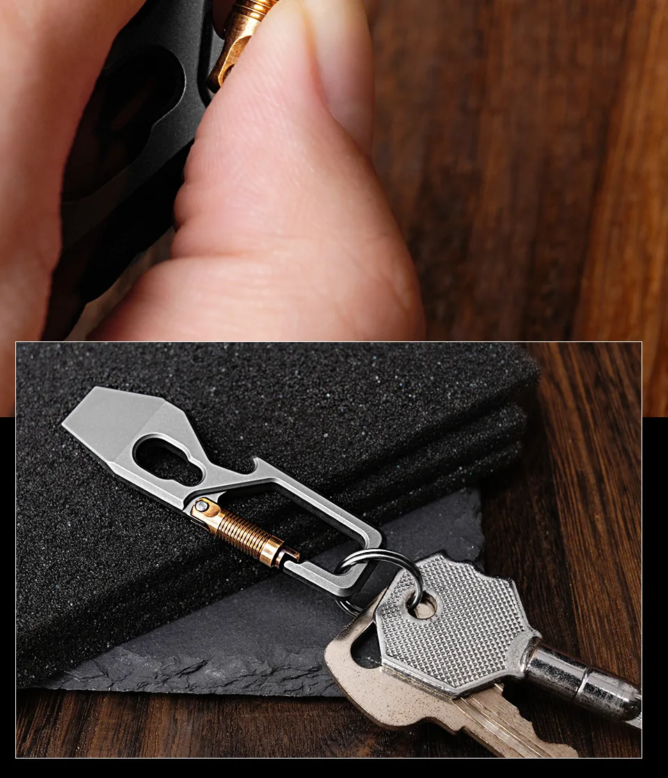 Mini Titanlegierung Stemmeisen Schlüsselanhänger Anhänger für Outdoor EDC Tragbares Kurierwerkzeug Flaschenöffner