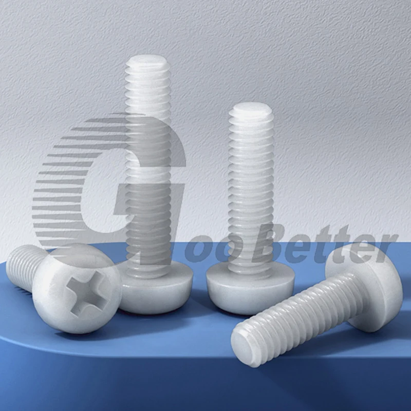 M3 M4 White Phillips Round Head Nylon Plastic Screws PA66 Pan Head Machine Screw Length 5-25mm