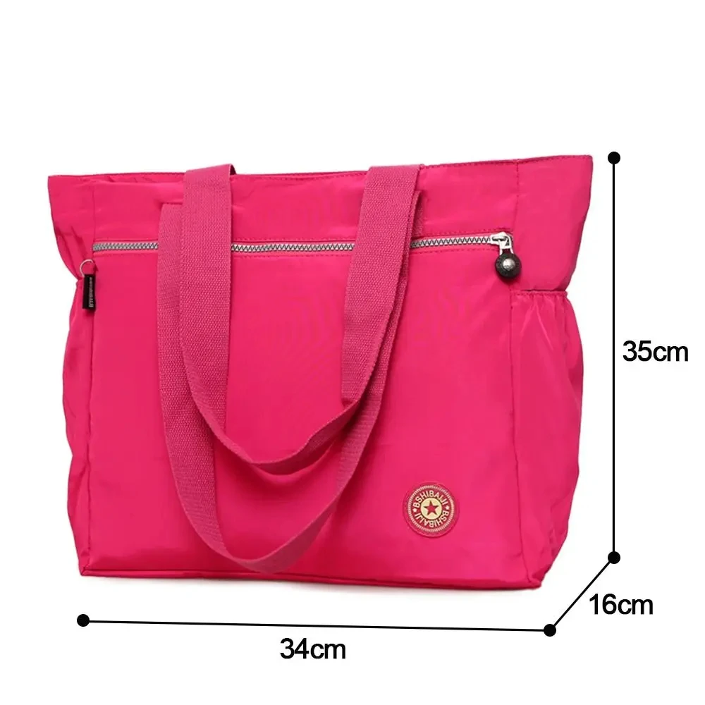 Super Big Bag ! Solid Color Women Tote Bag Fashion Large Capacity Handbag Shoulder Bag Nylon Ladies Purse Pouch Shopping Bag