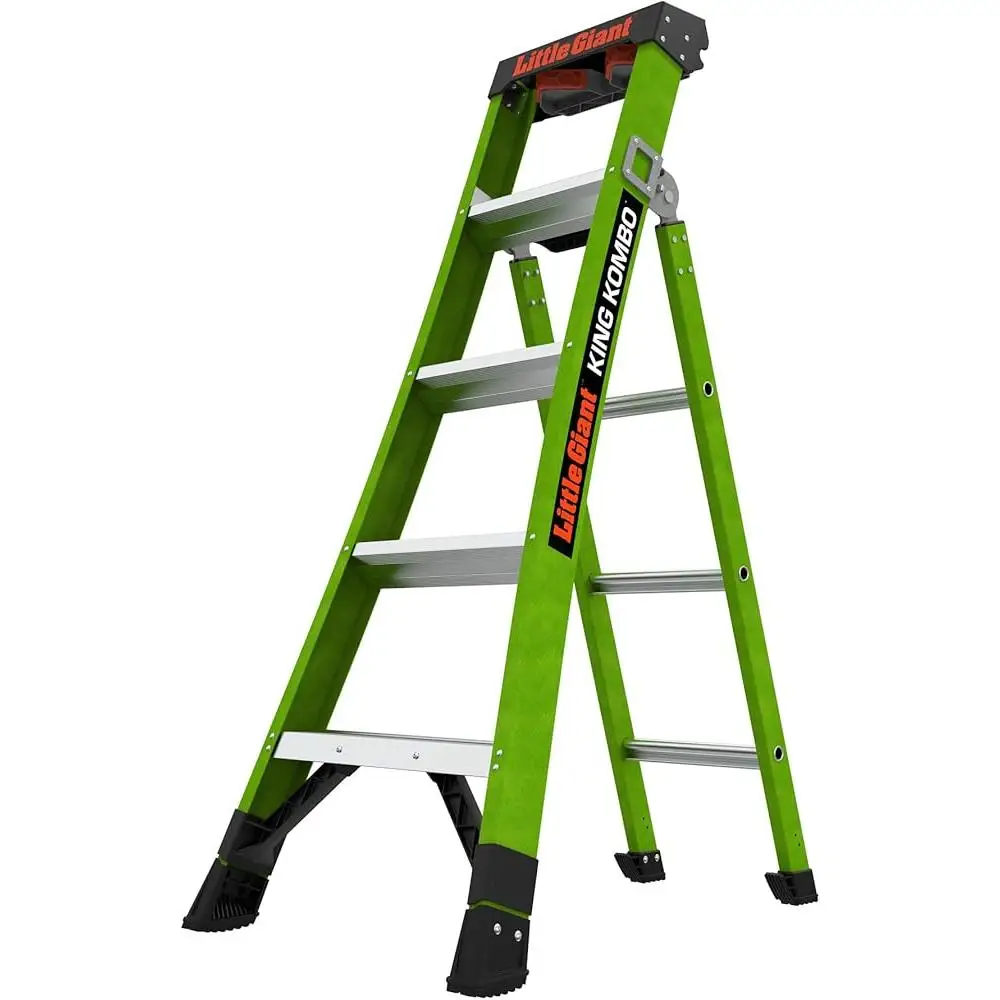 3-in-1 Fiberglass Ladder Systems 375 lbs Capacity Grip-N-Go Hinge Rotating Wall Pad Non-Conductive Stepladder Extension Leaning