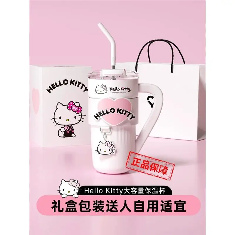 

Cute Sanrios Hellokitty Joint Name Water Cup Kuromi Coffee Cup Keep Temperature Cup New Water Cup Large Capacity Straw Gift ﻿
