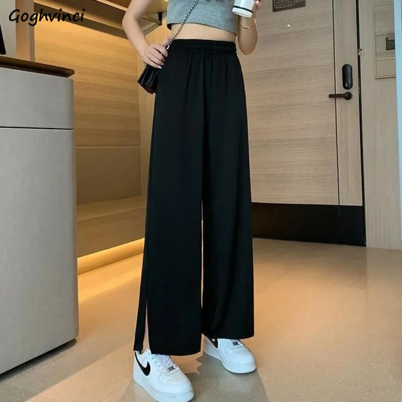 

Loose Pants for Women All-match Black Solid Spring Summer Niche Design Minimalist Korean Style College Girls High Waist Chic