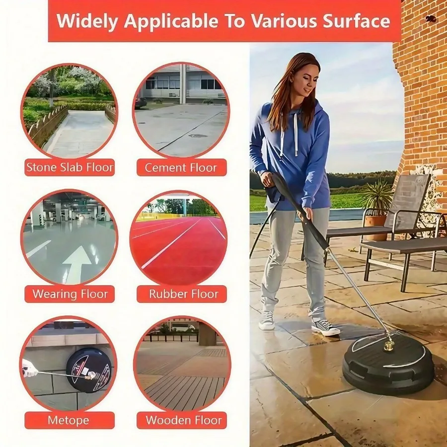 

15Inch Heavy Duty Surface Cleaner Kit for Pressure Washers 4000 PSI Dual Nozzles with Extension Wand Fast Stain Removal Tool fo