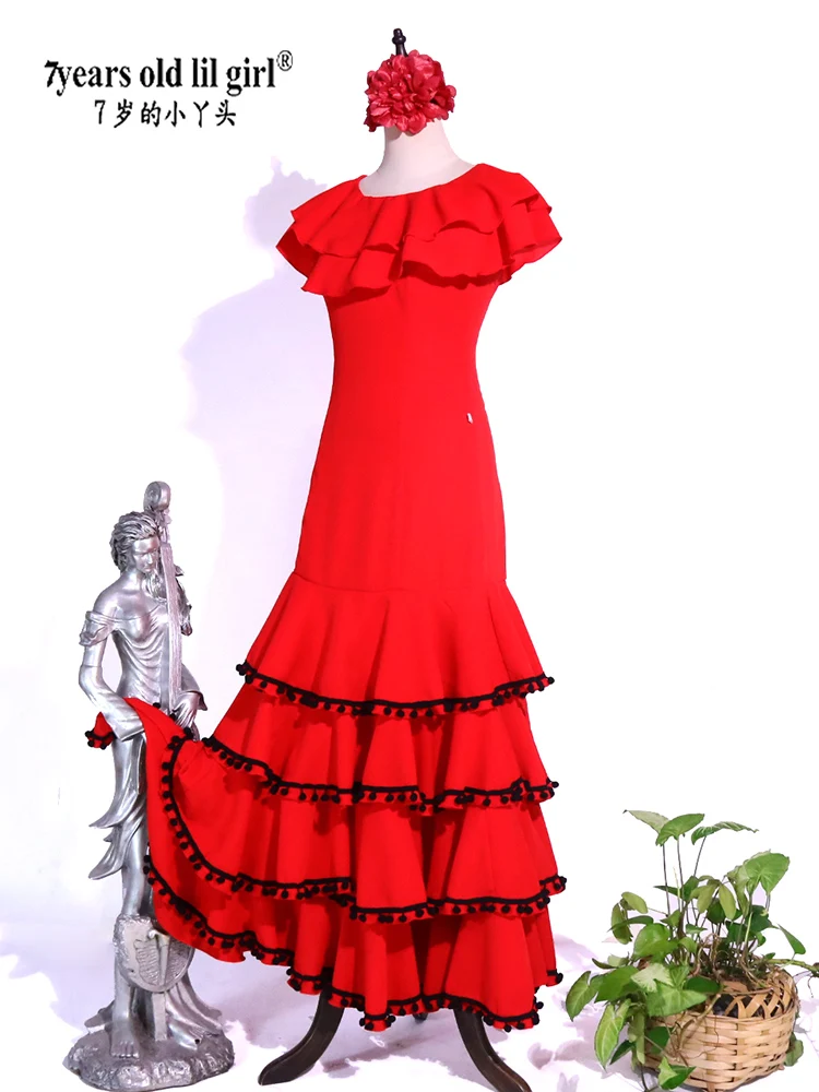 Vestido de dança flamenca feminino, saia espanhola, GG11