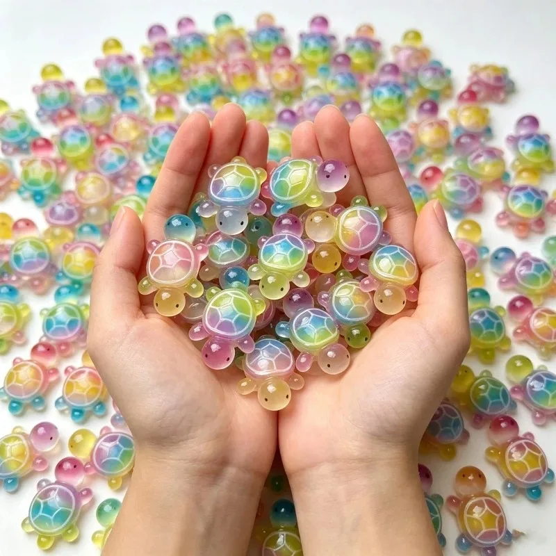 10-100pcs Miniature Laser Electroplating Turtle Figurines Mini Resin Tortoise Figures Multi-Color Animal Ornament Garden Decora