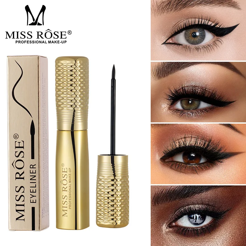 MISS ROSE Black Liquid Eyeliner Ultra Fine Texture, Long Lasting Rich Color Smudge-proof Single Shade Eyeliner Pen Makeup