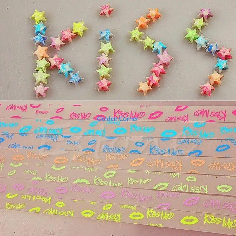 E15d 30pcs Luminous Lucky Star Folding Paper Lucky Star Paper Ribbon