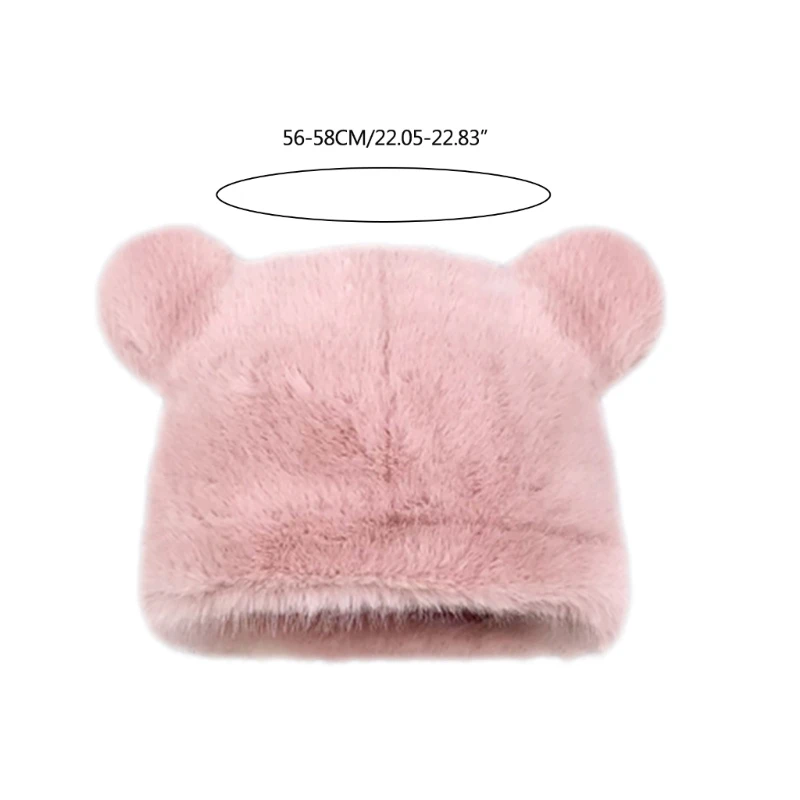 Cartoon Plush Hat Bear Ear Beanie Hat Sweet Girl Winter Casual Cap Headwear