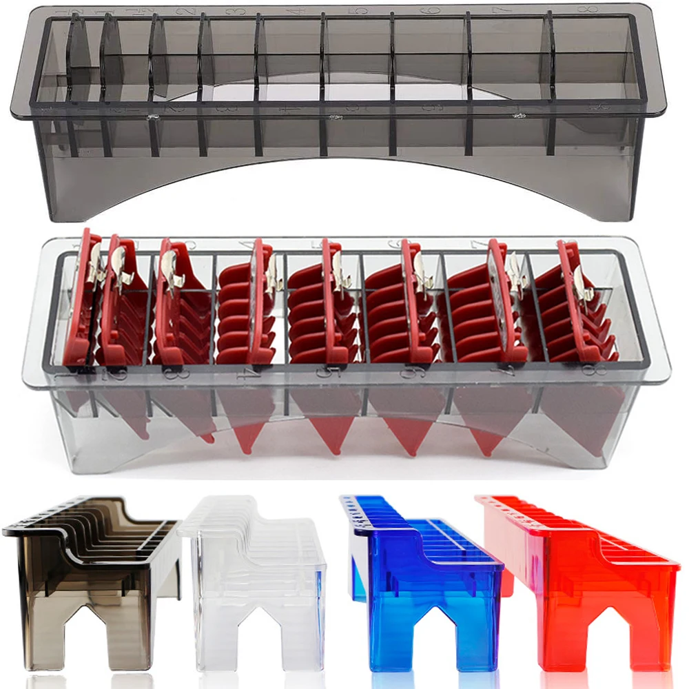 8 Grid Guide Limit Comb Holder Hair Clipper Storage Box Hair Supplies Plastic Blade Organizer Case Barber Salon Hairdressing Too