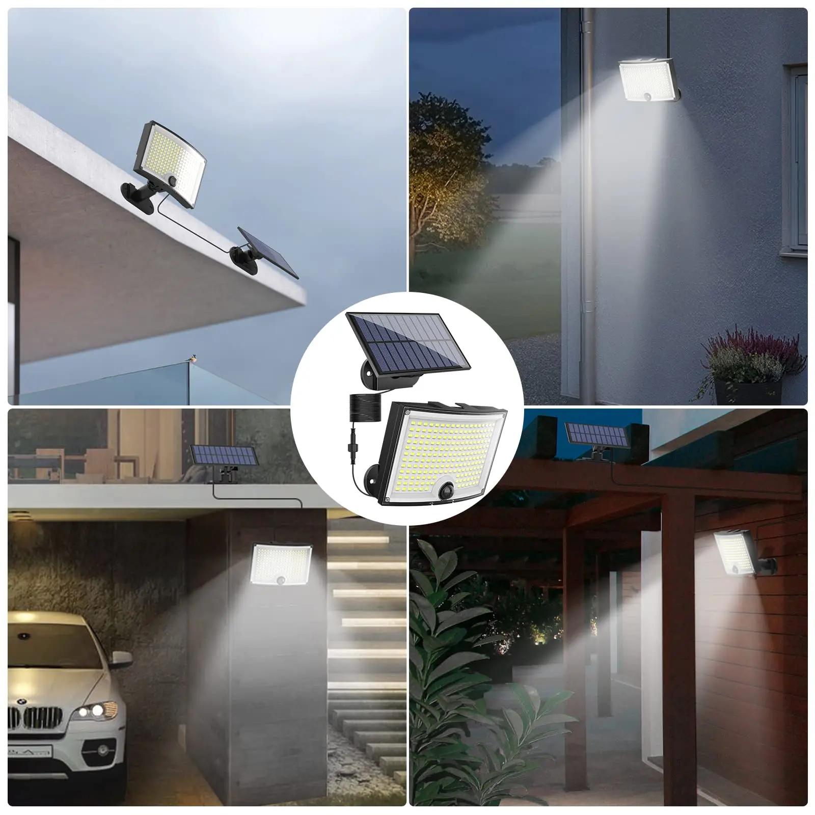 228led Solar Schuppen Pendel leuchten 8w 800lm Pir Dim Sensor Wand Sicherheits lampe 6000k-6500k IP