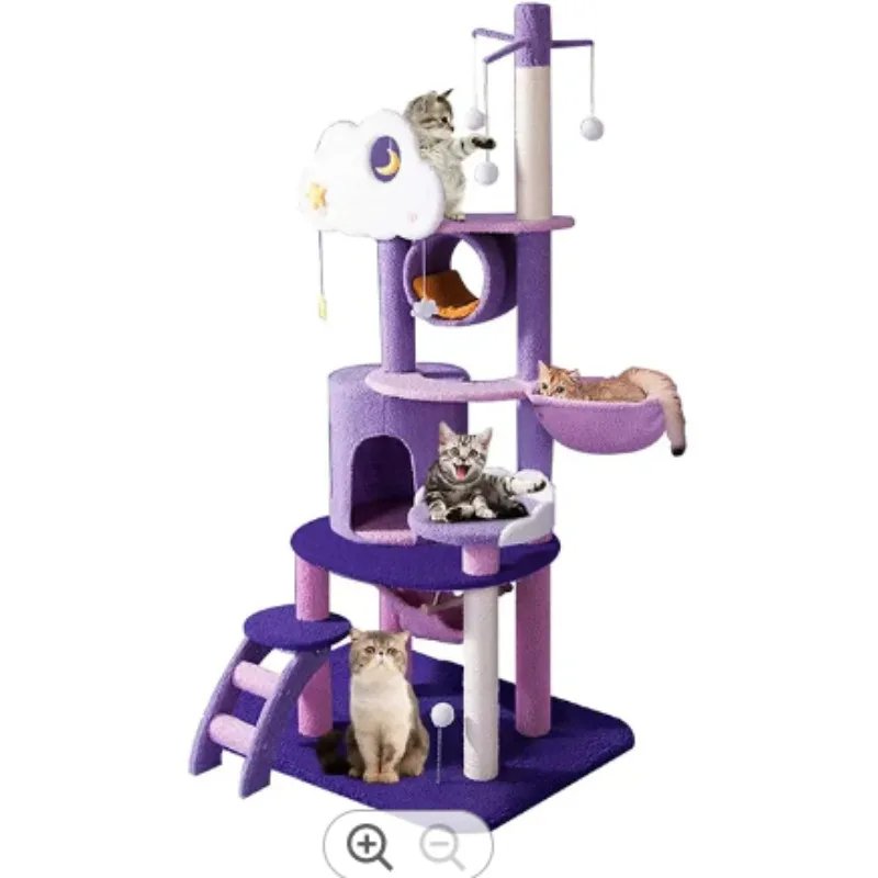 

Woodiness Indoor Cat Tree Flower Tower Houses Scratches Climbing Cute Luxury Purple Pet Cat Tree Habitat Training Pet Supplies