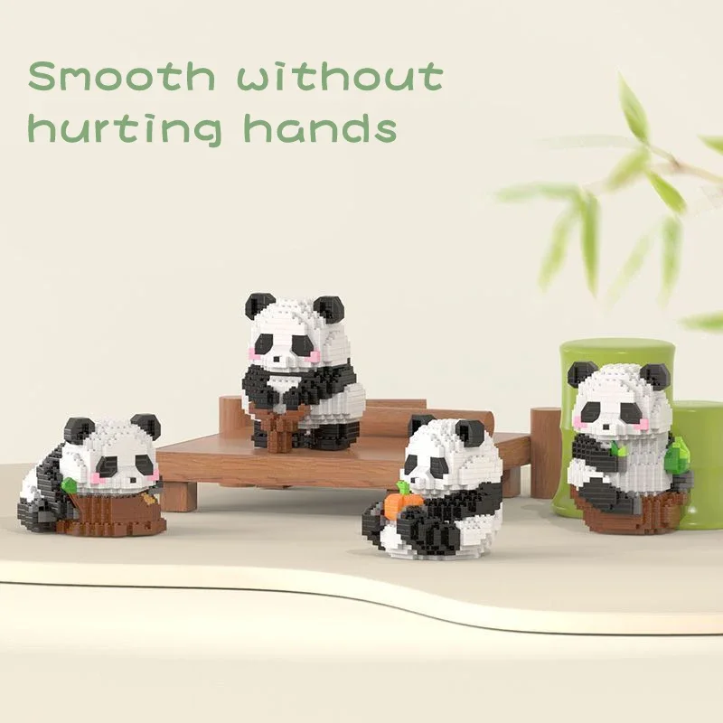 Creative cute mini panda blocks, desktop decorations, holiday birthday gifts