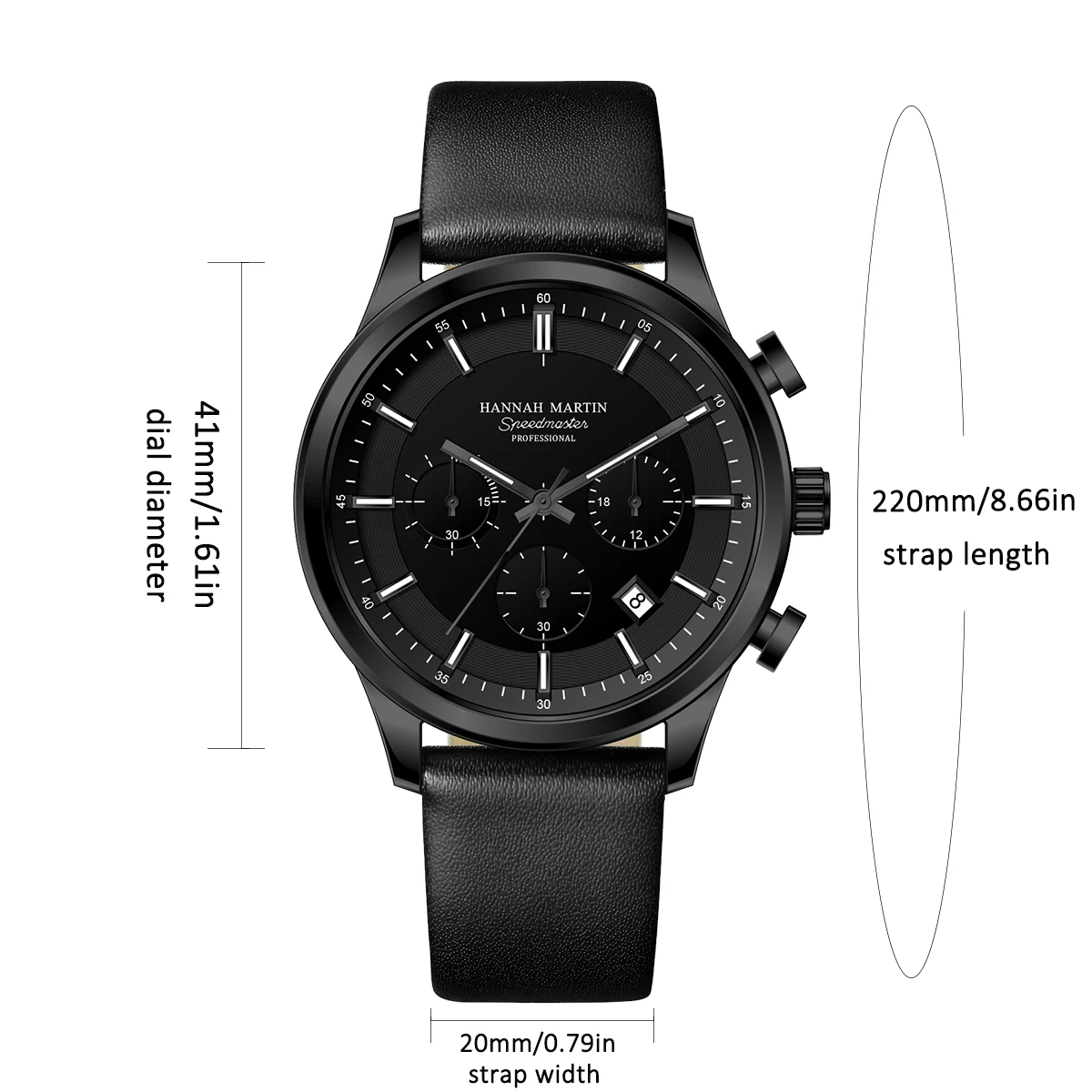 2024 New Mens Black Watch Fashionable Multi functional Timing Dial Original Quartz Movement Simulated Clock Silver Casual Watch