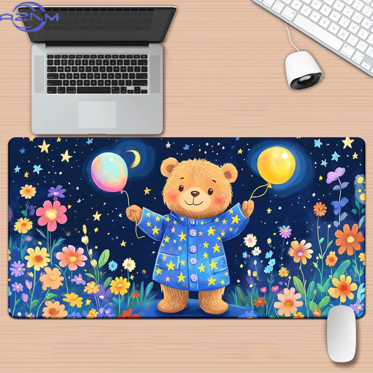 1pc Bear in Flowers Pattern HD Printed Pad for Desk, Multi Functional XXL Mousepad, Keyboard Gaming Mouse Mats, Office Computer