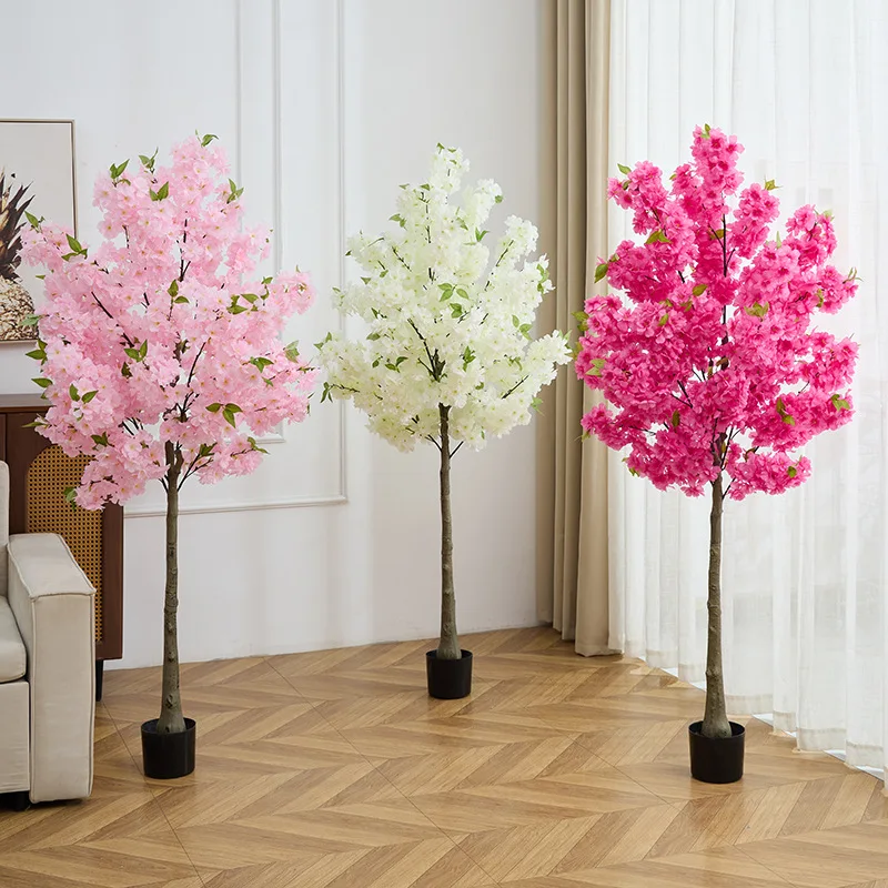 

Artificial Cherry Blossom Tree 100CM To 190CM Large Artificial Plant Home Living Room Decoration Plastic Cherry Blossom Tree