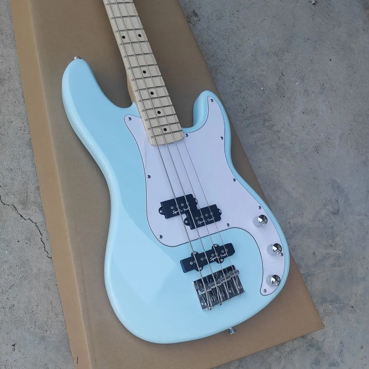 Sky Blue Electric Bass PJ 4-String Bass, Professional Performance Band Rehearsal