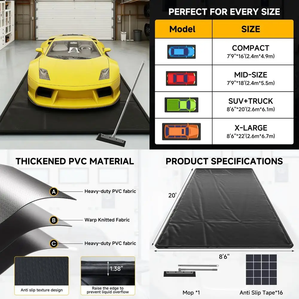 Tappetino per garage impermeabile resistente per protezione auto, tappetino per parcheggio antiscivolo da 8'6 x 20', protezione per pavimento di grandi dimensioni