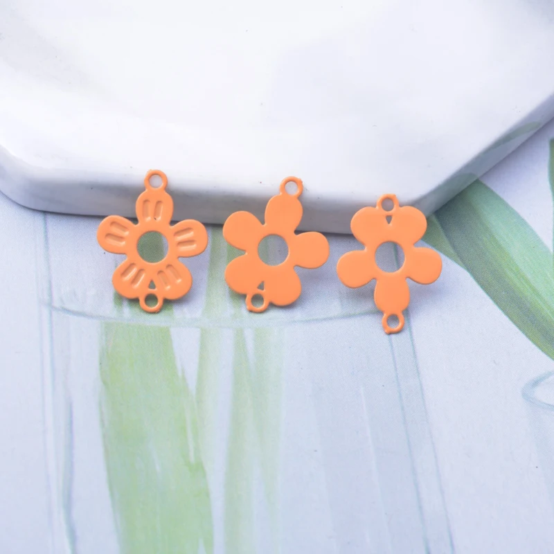 100 Stück/Lot AC10887 10*14mm Messing Kleine Blumen-Verbindungsstücke Bunte Schmuck-Ohrring-Accessoires – Detail 7