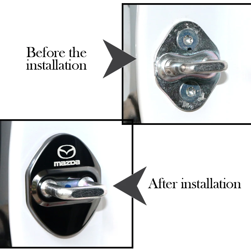 4 Stück Auto-Styling Türschloss-Schutzabdeckungen Aufkleber Zubehör Hülle für Mazda 2 Mazda 3 M6 M3 Speed Ms CX-3 CX-5 Emblem – Detail 3