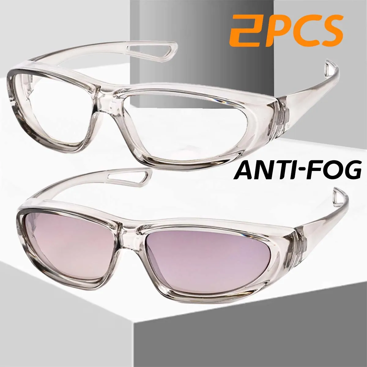 

2PCS Anti Blue Light Glasses Transparent Sand-proof Anti-shock Biking Safe Goggles for Men & Women