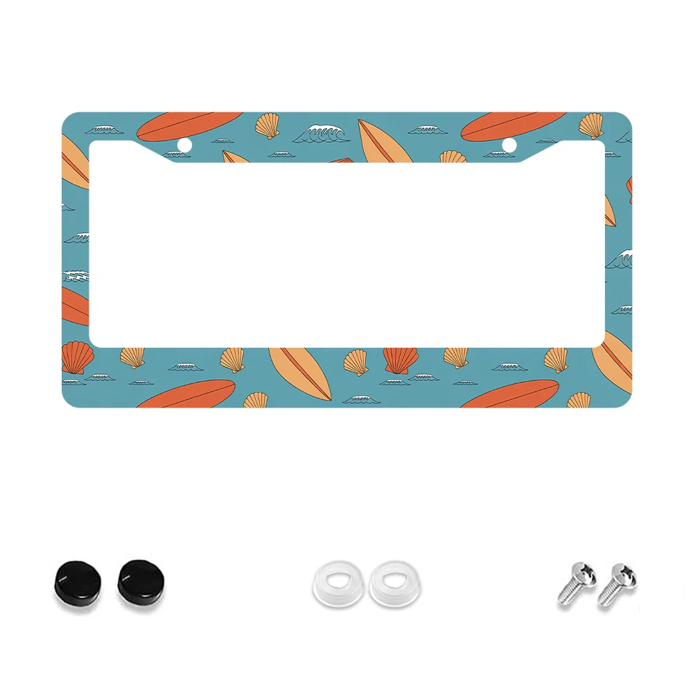 

1 шт. синяя доска для серфинга и рама номерного знака с 2 отверстиями, алюминиевый материал, 6x12 дюймов с набором винтов, ретро-новинка C