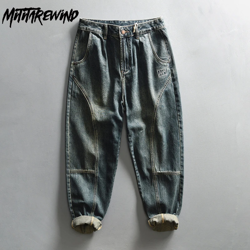 

High Street New Men's Jeans Causal Straight Washed vintage Blue Baggy Jeans Spring Autumn Youth Fashion Tapered Denim Pants Y2k