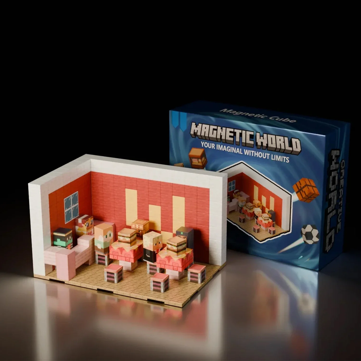 Magnetische Bausteine, Mine World, Magnetwürfel-Set für Jungen, Mädchen, Kinder ab 3 Jahren, DIY-Pixel-Stil, Modell, Grundplatte, STEM-Spielzeug, Grundplatte