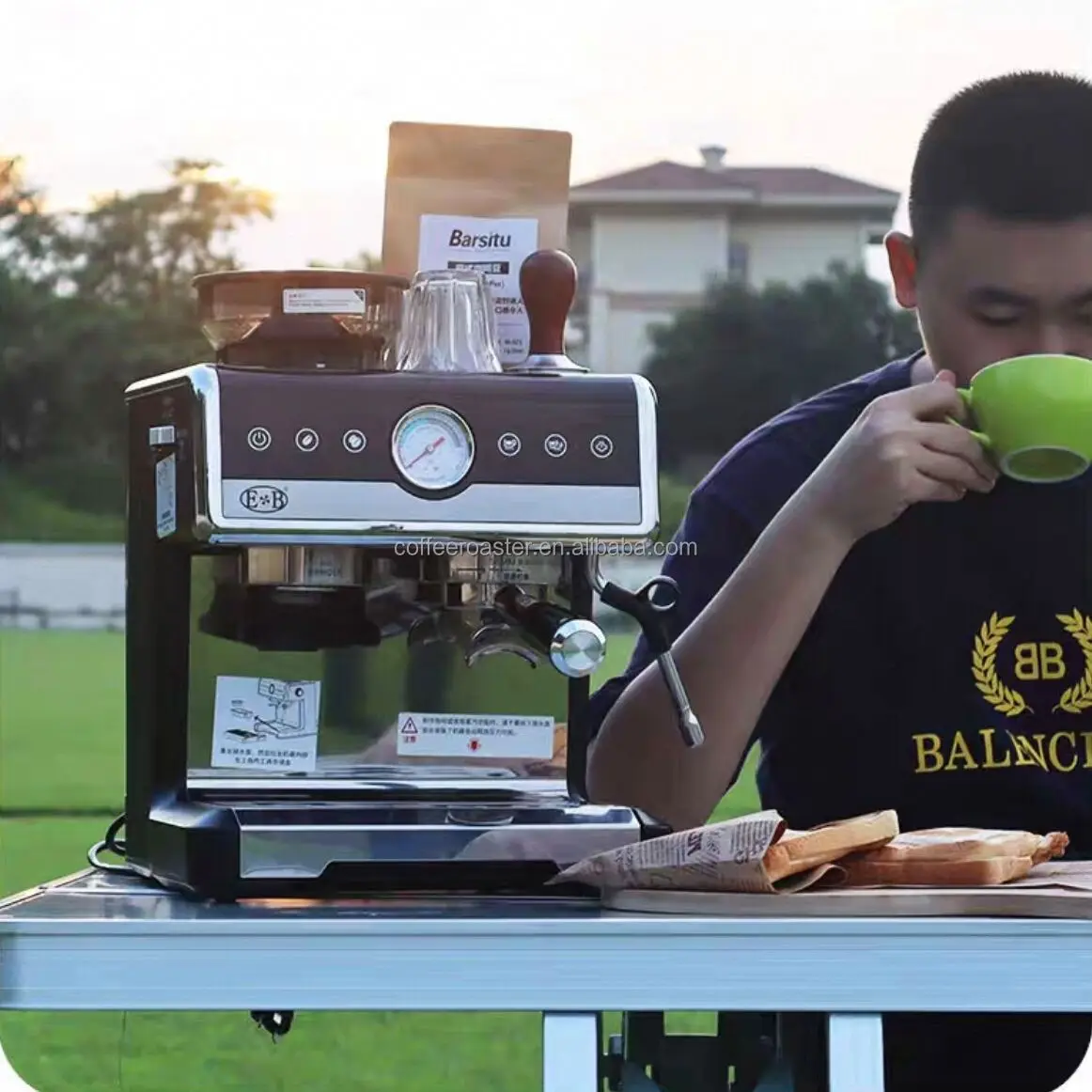 2025 New Commercial Stainless Steel Espresso Machine Electric-powered Semi-Automatic Coffee Maker Hotels Cars Outdoor Portable