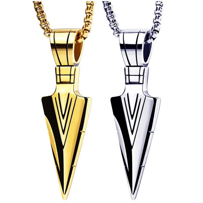 Wu\'s 2022 New Jewelry Pharaoh\'s Spear Arrow Titanium Steel Necklace Male Domineering Collarbone Chain Pendant Sweater Chain