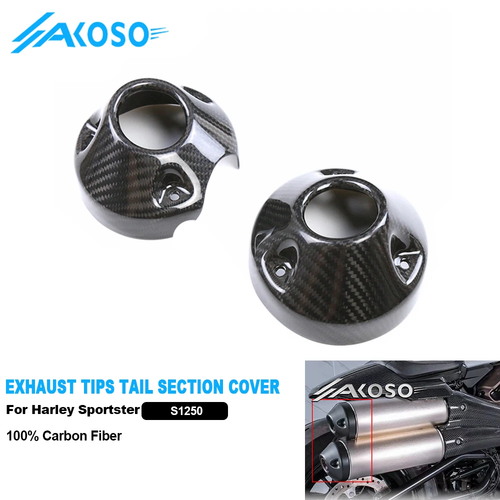 AKOSO 3K Pure Carbon Fiber Motorcycle Accessories Exhaust Tips Tail Section Cover For Harley Sportster S 1250 Fairing