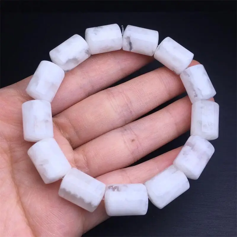 

10-12MM Natural White Snowflake Garden Quartz Bucket Bead Bracelet Women Reiki Healing Elastic Yoga Energy Jewelry Gift 1PCS