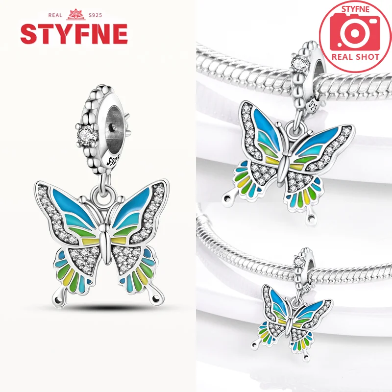 

Подвески Plata 925, лесные элементы, красочные подвески-бабочки, подходят для оригинальных браслетов 925, подвески для женщин, ювелирные изделия, сделай сам, подарок