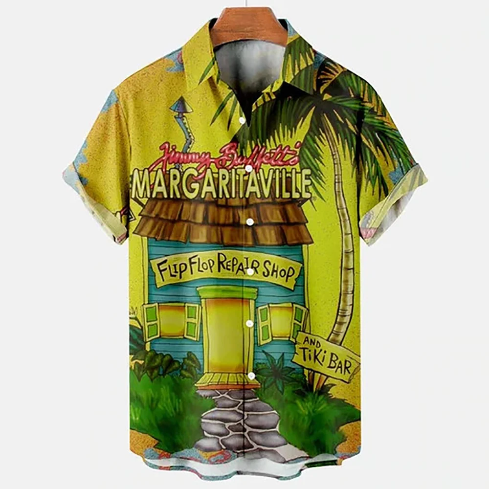 2022 Summer Men\'s Hawaiian Shirts Seaside Clothing Casual Coconut Tree Shirts Men\'s Retro Shirts Fashion Loose Short Sleeves 5xl