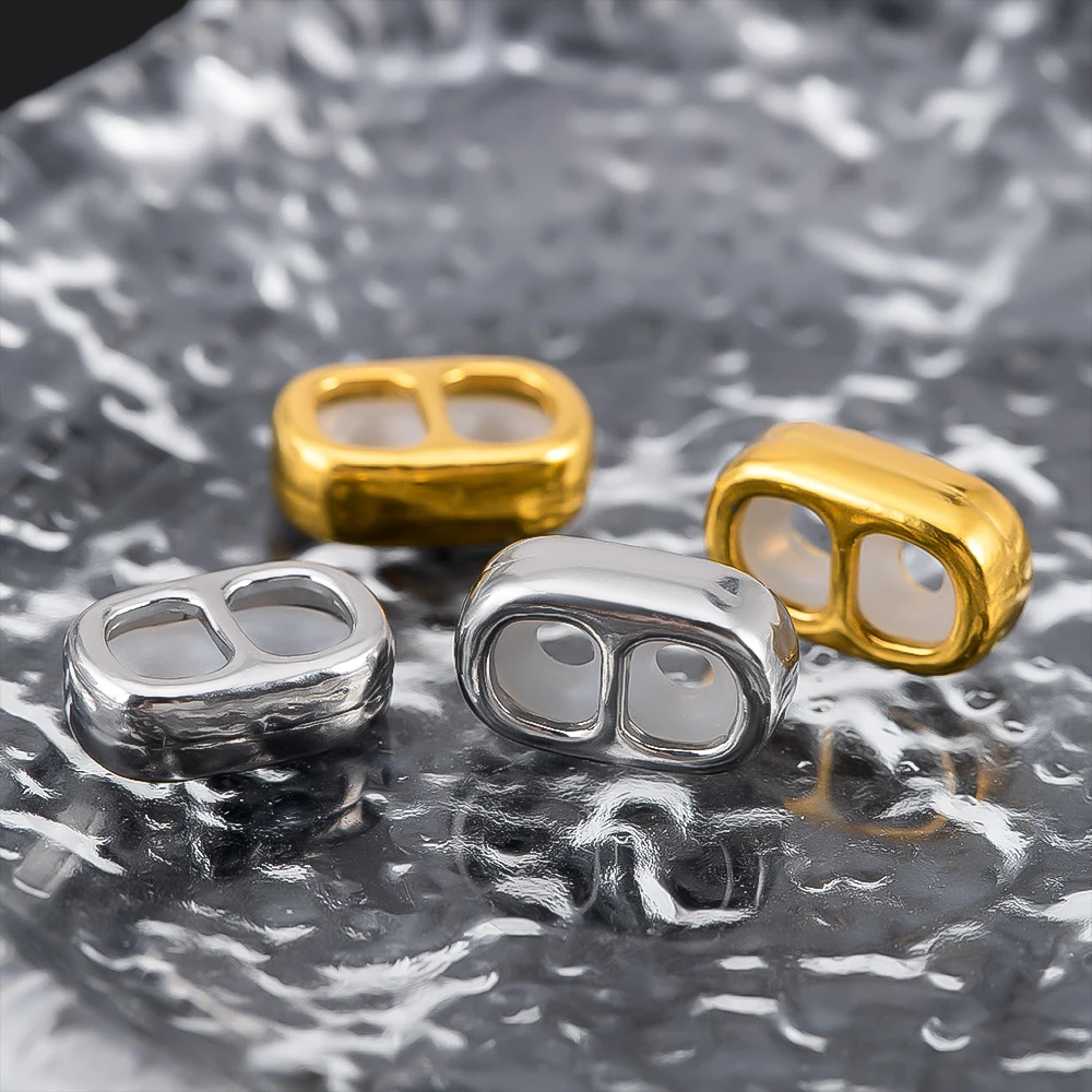 

5pcs PVD Stainless Steel Stopper Spacer Beads Non-slip Silicone Ring Double Hole Adjustment End Cap DIY Bracelets Jewelry Making