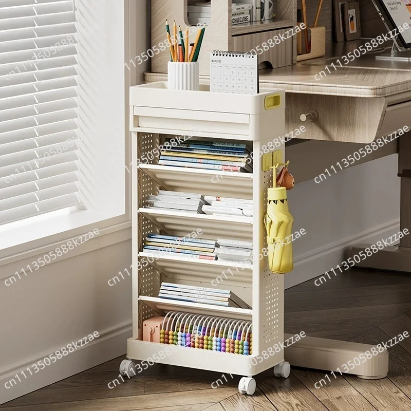 Bookshelf Storage Trolley With Removable Wheel Next to Desk Book Shelf for Children's Picture Books Storage Shelf New