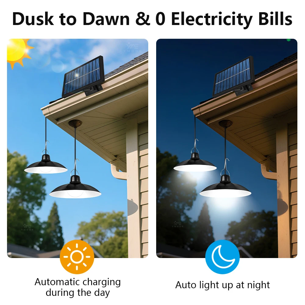 Super Bright Solar LED Outdoor Lighting Waterproof 18650 Battery Spotlight Chandlier Camping Accessories House Garden Decoration
