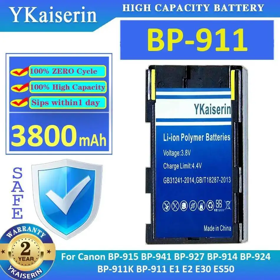 

Аккумулятор для камеры Canon BP-915 BP-941 BP-927 BP-914 BP-924 BP-911K BP-911 E1 E2 E30 ES50, высокая совместимость, 3800 мАч