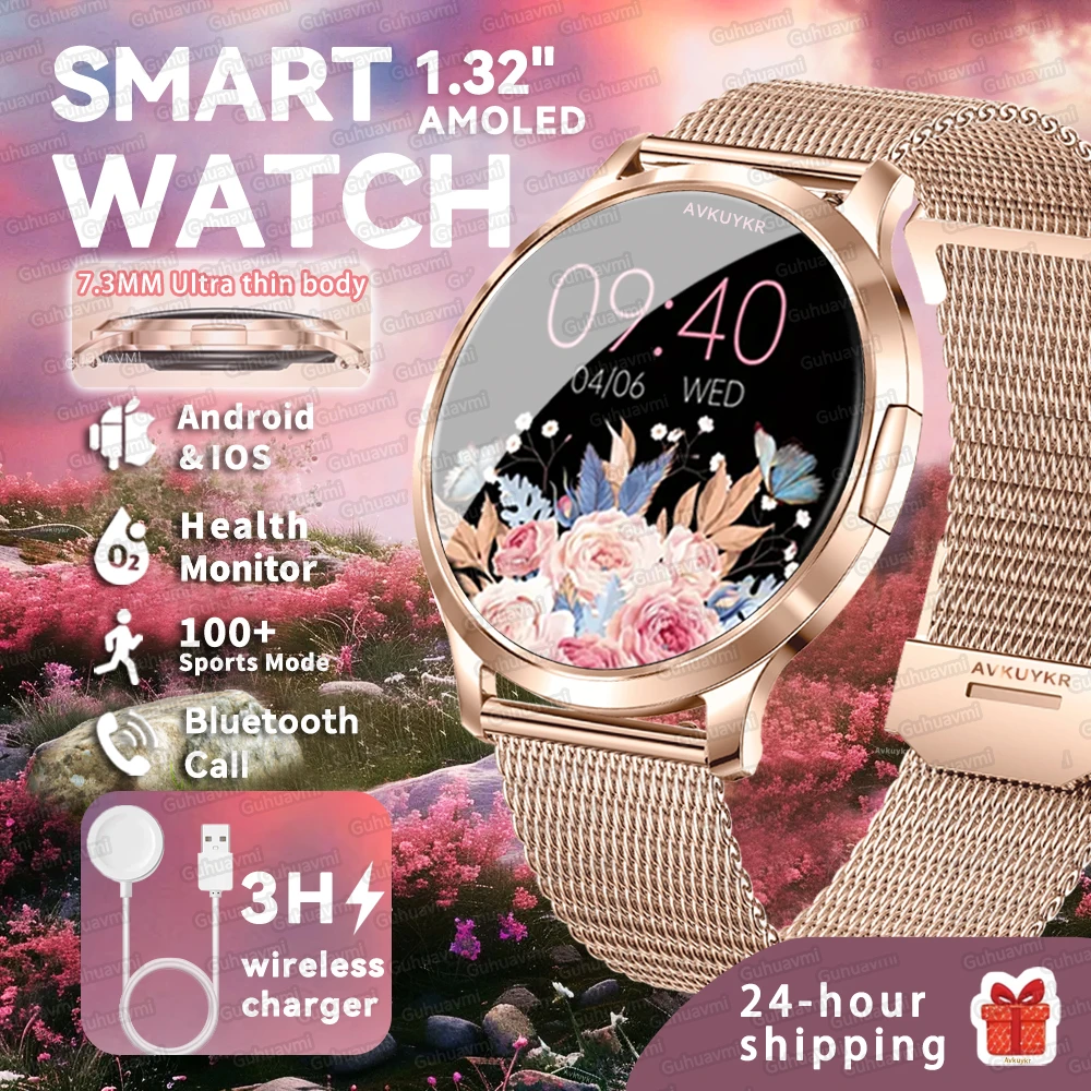 

2025 NEW Smart Watch Ladies HD Bluetooth Call Custom Dials Heart Rate Women's Health Monitor Waterproof Music Sports Smartwatchs