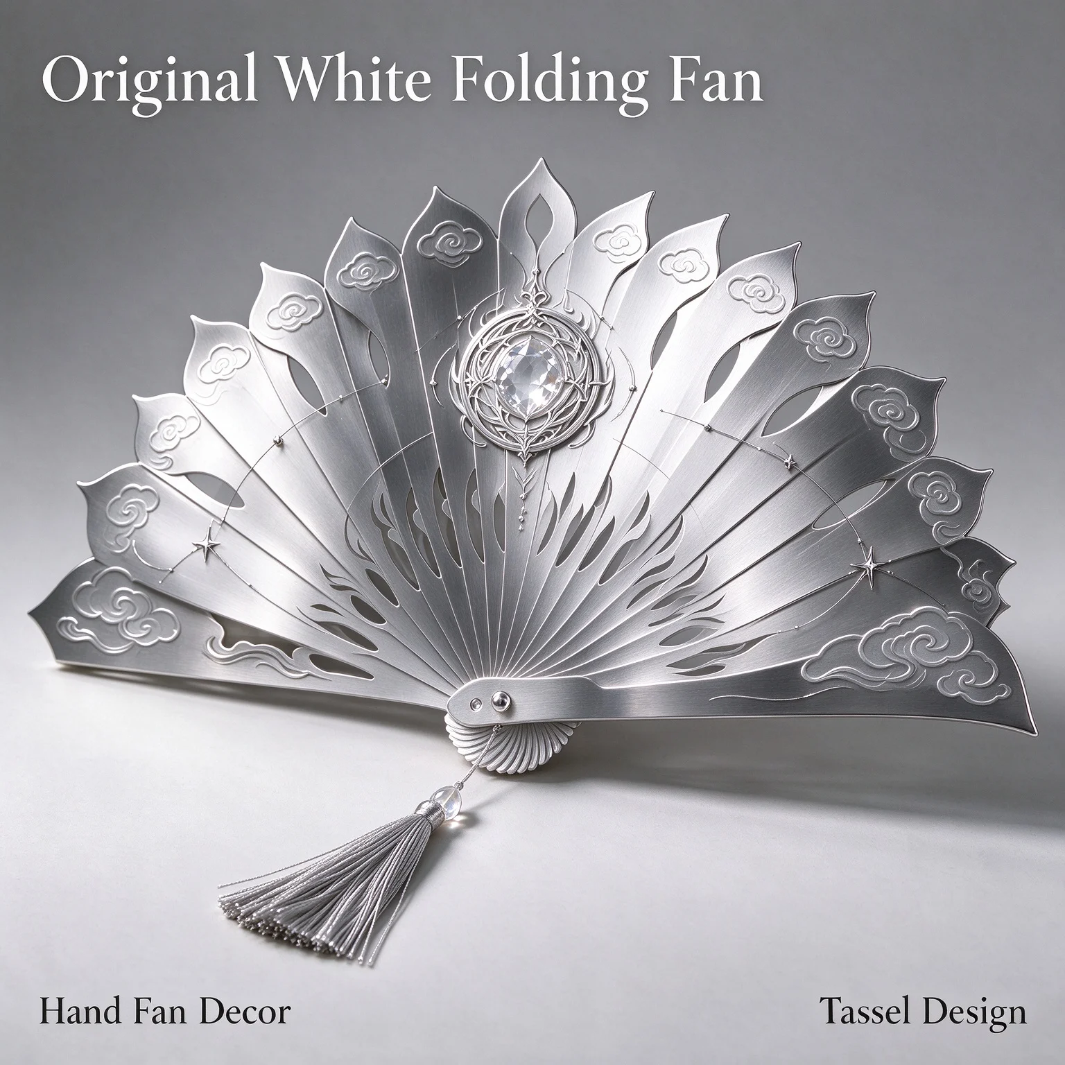 7 Inch Fine Steel Folding Hand Fan Hollow Engraved Metal Adult Collectible for Cosplay Performance Decor